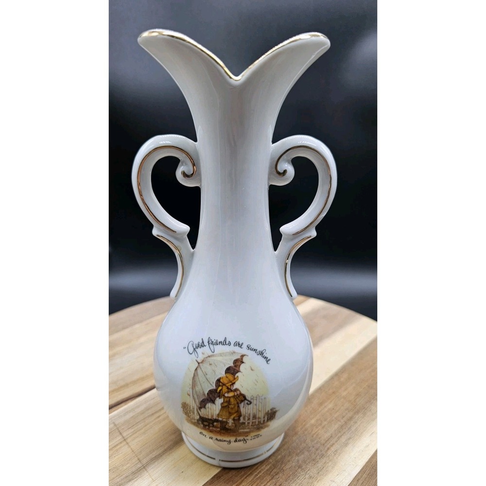 Holly Hobbie "Good Friends" Vintage 1973 Mini Porcelain Vase Bud Vase